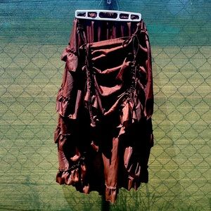 Chocolate brown Steampunk hi- low skirt